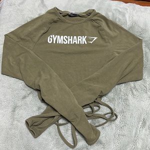 Green cropped gym shark workout top size xs